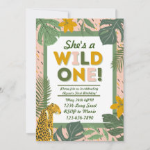 Wild One Rainforest First Birthday Invitation