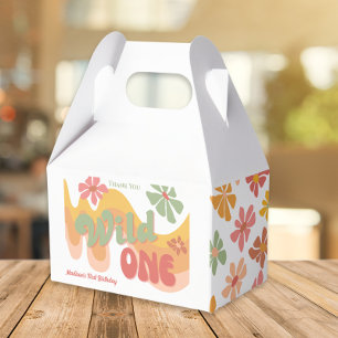 Wild One Retro Rainbow Daisy 1st Birthday Favour Box