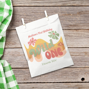 Wild One Retro Rainbow Daisy Birthday Thank You Favour Bag