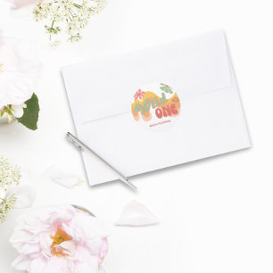 Wild One Retro Rainbow Daisy First Birthday Classic Round Sticker