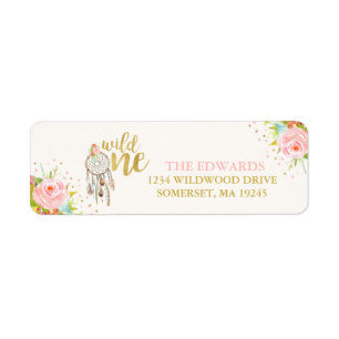 Wild One Return Address Labels Boho Wild One Party