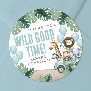 Wild One Safari 1st Birthday Classic Round Sticker
