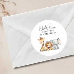 Wild One Safari 1st Birthday  Classic Round Sticker