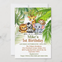 Wild One Safari 1st Birthday Invitation | Cute Jun