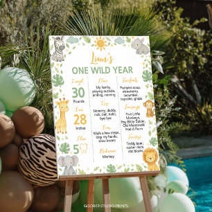 Wild One Safari 1st Birthday Milestone Sign
