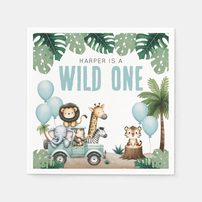 Wild One Safari 1st Birthday Napkin (Front)