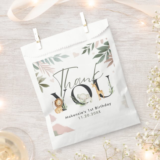 Wild One Safari 1st Birthday Party Favour Bag (Clipped)