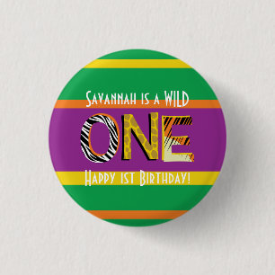 Wild One Safari 1st Birthday Party Kid's 3 Cm Round Badge