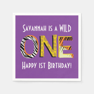 Wild One Safari 1st Birthday Party Kid's Napkin