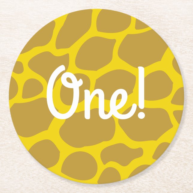 Wild One Safari 1st Birthday Party Kid's Round Paper Coaster (Front)