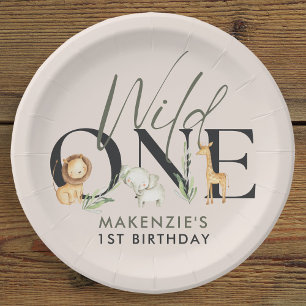 Wild One Safari 1st Birthday Party Paper Plate