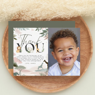 Wild One Safari 1st Birthday Party Thank You Card