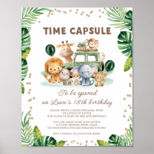 Wild One Safari 1st Birthday Time Capsule Sign