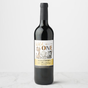 Wild One Safari 1st Birthday Wine Label