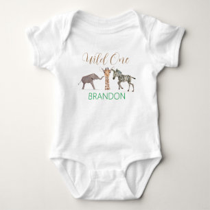Wild One Safari Animal 1st Birthday Baby bodysuit