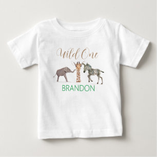 Wild One Safari Animal 1st Birthday Baby T-Shirt