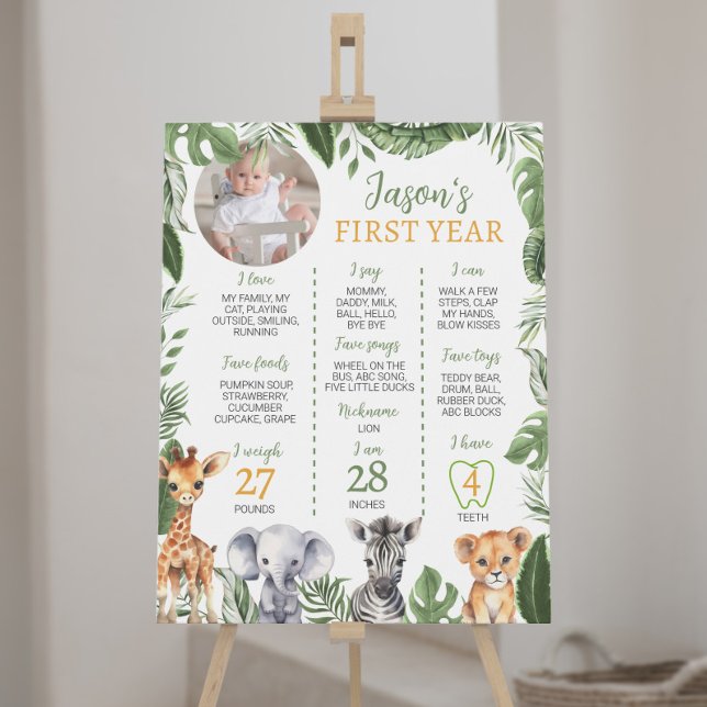 Wild One Safari Animal 1st Birthday Milestone Sign (Creator Uploaded)