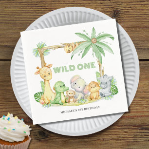 Wild One Safari Animal 1st Birthday  Napkin