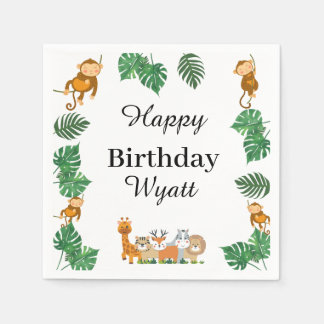 Wild One Safari animal Birthday Napkins