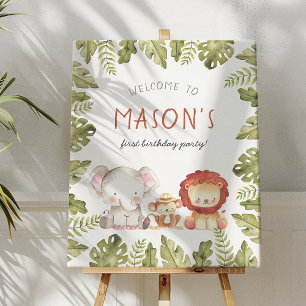 Wild One Safari Animal Birthday Party Welcome Sign