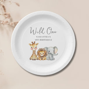 Wild One Safari Animal First Birthday Paper Plate