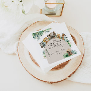 Wild One Safari Animal Jungle Modern Baby Shower Napkin