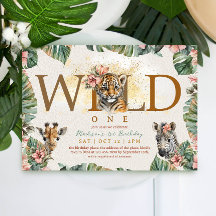 Wild One Safari Animal Tiger Baby Boy 1st Birthday