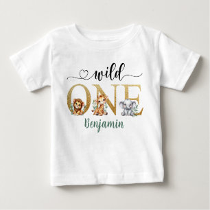 Wild One Safari Animals 1st Birthday Baby T-Shirt