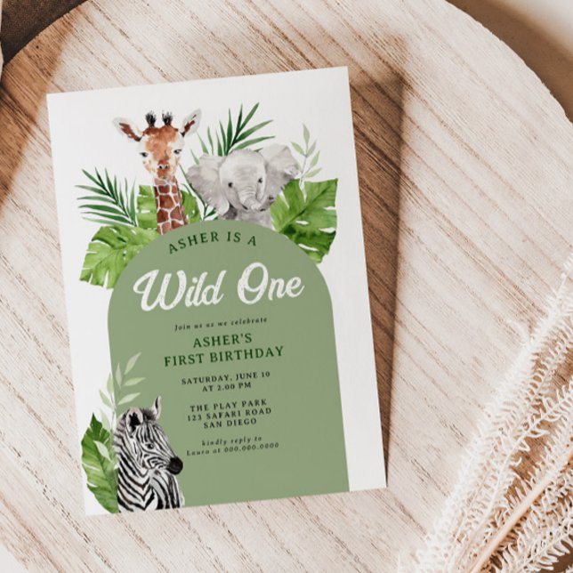 Wild One Safari Animals 1st Birthday Invitation (Creator Uploaded)