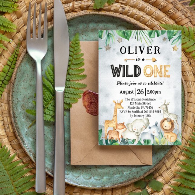 Wild One Safari Animals 1st Birthday Invitation (Creator Uploaded)