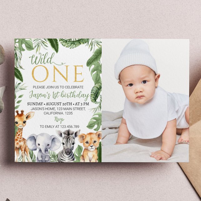 Wild One Safari Animals 1st Birthday Invitation (Creator Uploaded)