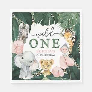 Wild One Safari Animals 1st Birthday Napkins