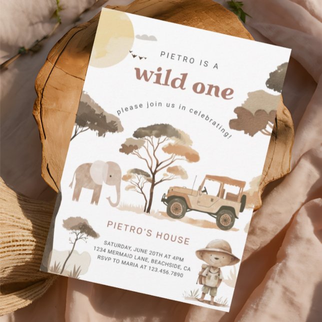 Wild One Safari Animals 1st Birthday Party Invitation (Creator Uploaded)