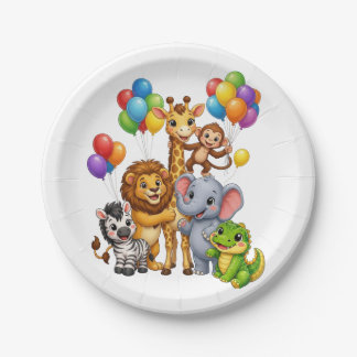 Wild One Safari Animals 1st Birthday Party Paper Plate