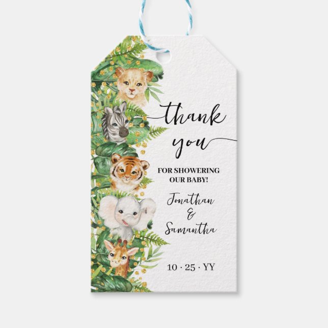 Wild One Safari Animals Baby Shower Favour Tag (Front)