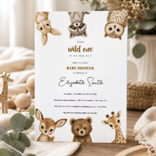 Wild One Safari Animals Baby Shower Invitation