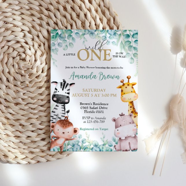 Wild One Safari Animals Baby Shower Invitation (Wild One Safari Baby Shower Invitation)