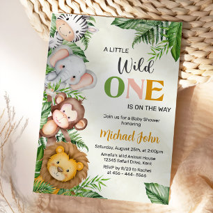 Wild One Safari Animals Baby Shower Invitation
