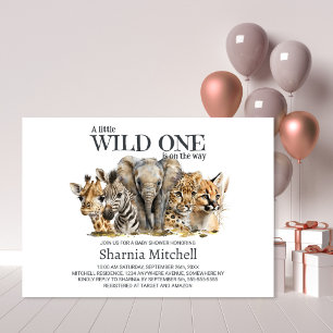 Wild One Safari Animals Baby Shower Invitation