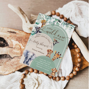 Wild One Safari Animals Baby Shower  Invitation