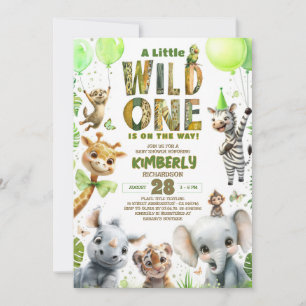 Wild One Safari Animals Baby Shower Invitation