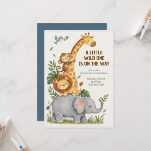 Wild One Safari Animals Baby Shower Invitation