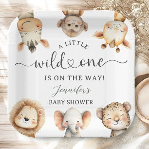 Wild One Safari Animals Baby Shower Paper Plate