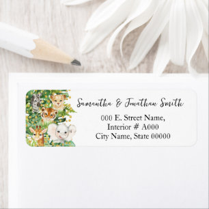 Wild One Safari Animals Baby Shower Return Address Label