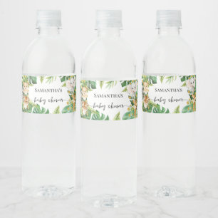 Wild One Safari Animals Baby Shower Water Bottle Label