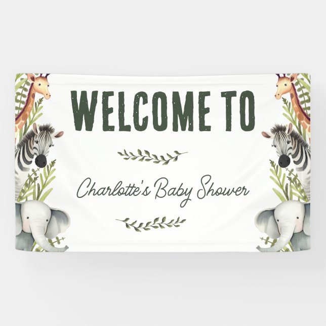 Wild One Safari Animals Baby Shower Welcome Banner (Horizontal)