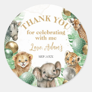 Wild One Safari animals Balloon Baby 1st birthday Classic Round Sticker