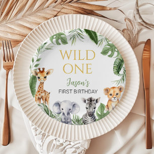 Wild One Safari Animals Birthday Baby Shower Paper Plate
