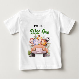  Wild One Safari Animals Birthday Baby T-Shirt
