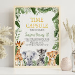 Wild One Safari Animals Birthday Time Capsule Sign<br><div class="desc">Our safari birthday time capsule sign is the perfect way to create a unique and memorable memento of a baby's first birthday. The sign can be displayed at the baby's first birthday party and then sealed in a time capsule to be opened on a future date. This set is a...</div>